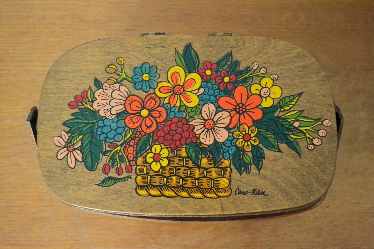 画像2: US70sカロナンバスケット レトロフラワー (2)