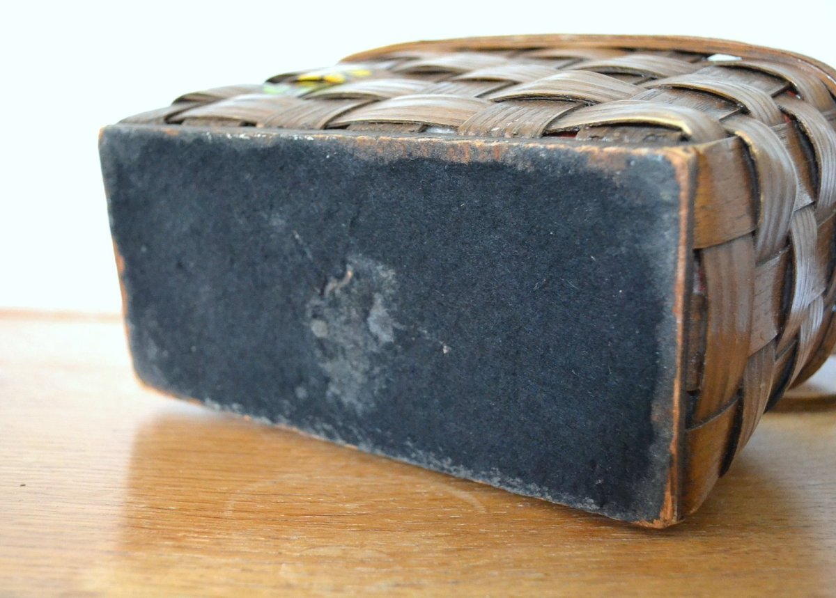 画像11: US70sカロナンバスケット レトロフラワー＆少女 (11)