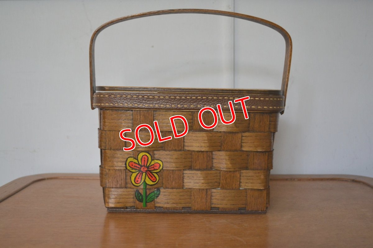 画像1: US70sカロナンバスケット レトロフラワー (1)