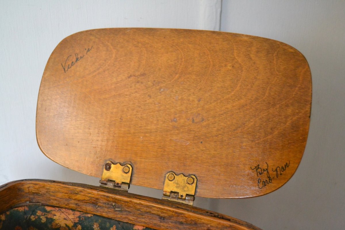 画像7: US70sカロナンバスケット レトロフラワー＆少女 (7)