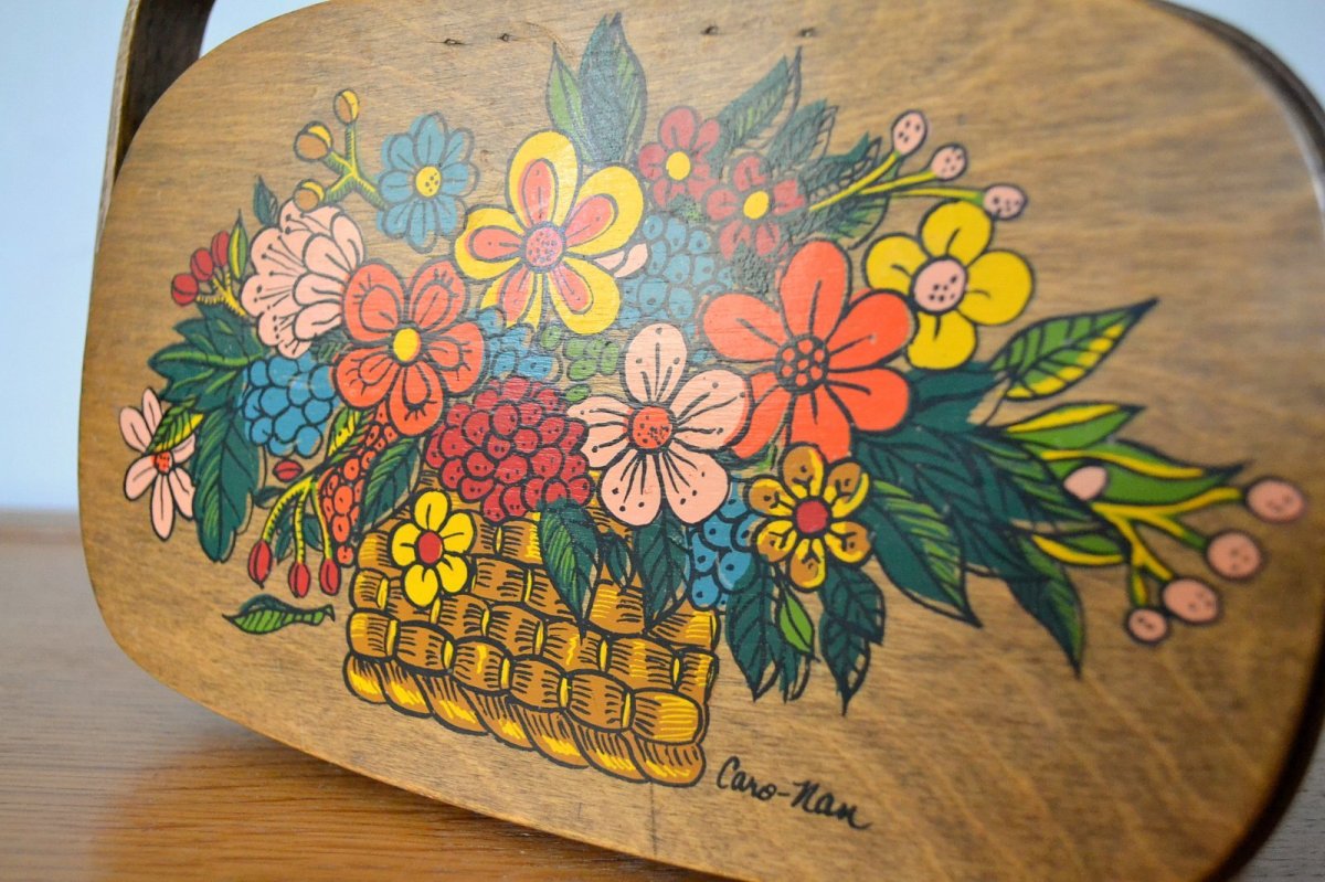 画像11: US70sカロナンバスケット レトロフラワー (11)