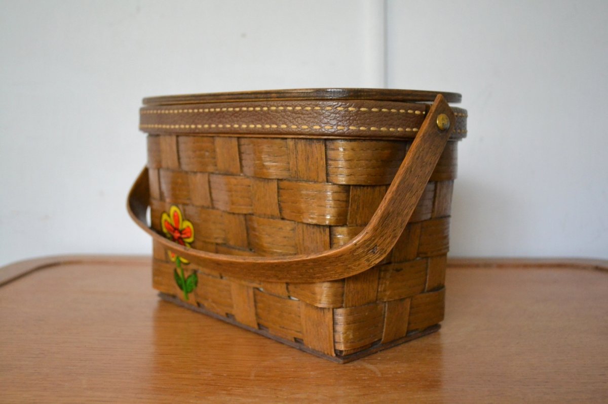 画像5: US70sカロナンバスケット レトロフラワー (5)