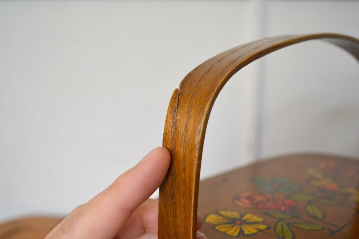 画像12: US70sカロナンバスケット レトロフラワー＆少女 (12)