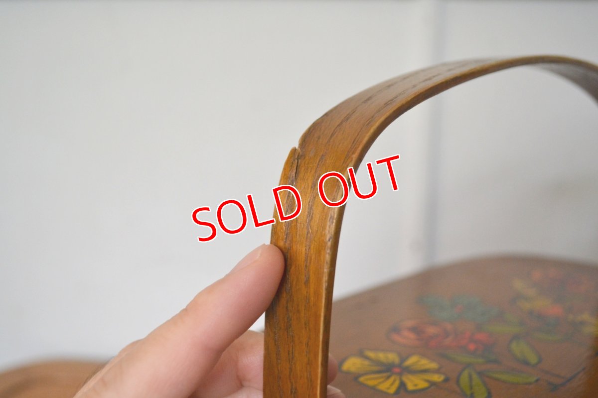 画像12: US70sカロナンバスケット レトロフラワー＆少女 (12)