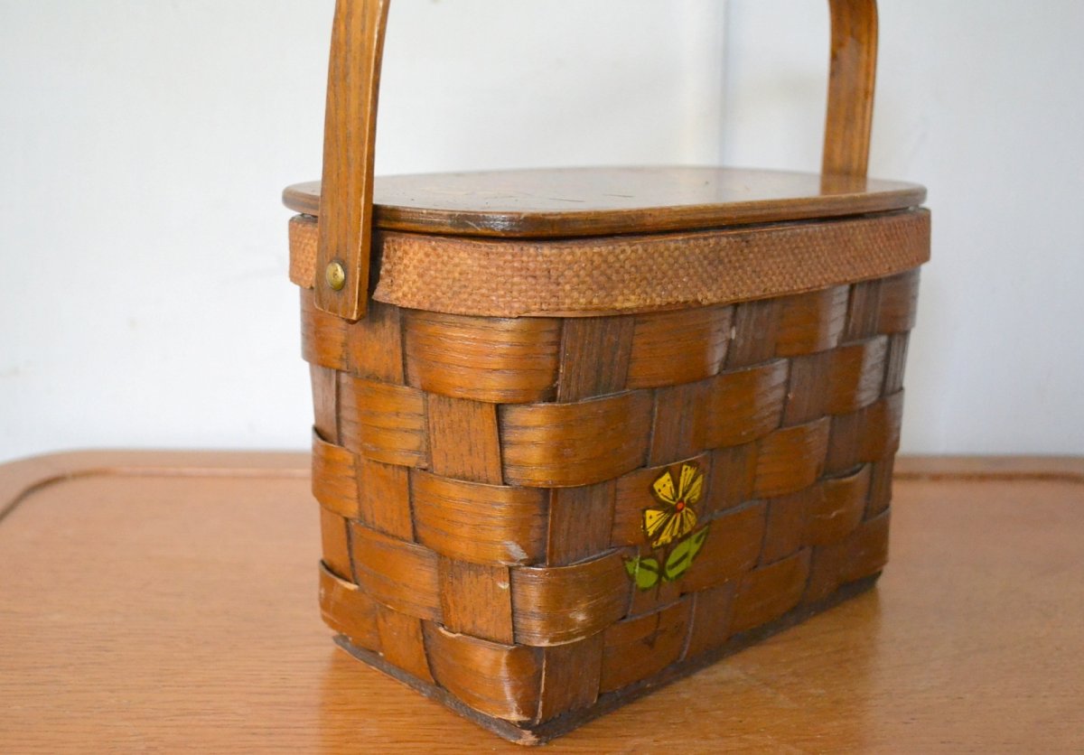 画像3: US70sカロナンバスケット レトロフラワー＆少女 (3)