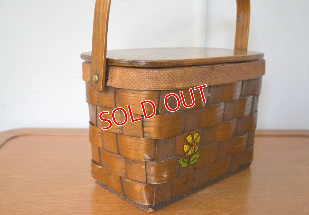 画像3: US70sカロナンバスケット レトロフラワー＆少女 (3)