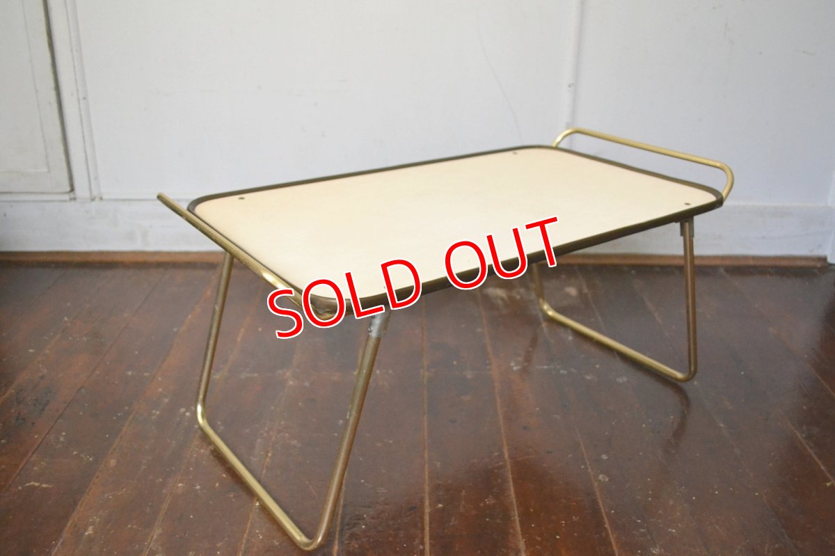 画像2: 70s フォールディング ピクニックテーブル/ゴールドアルミフレーム (2)