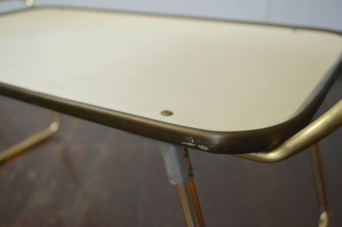 画像8: 70s フォールディング ピクニックテーブル/ゴールドアルミフレーム (8)