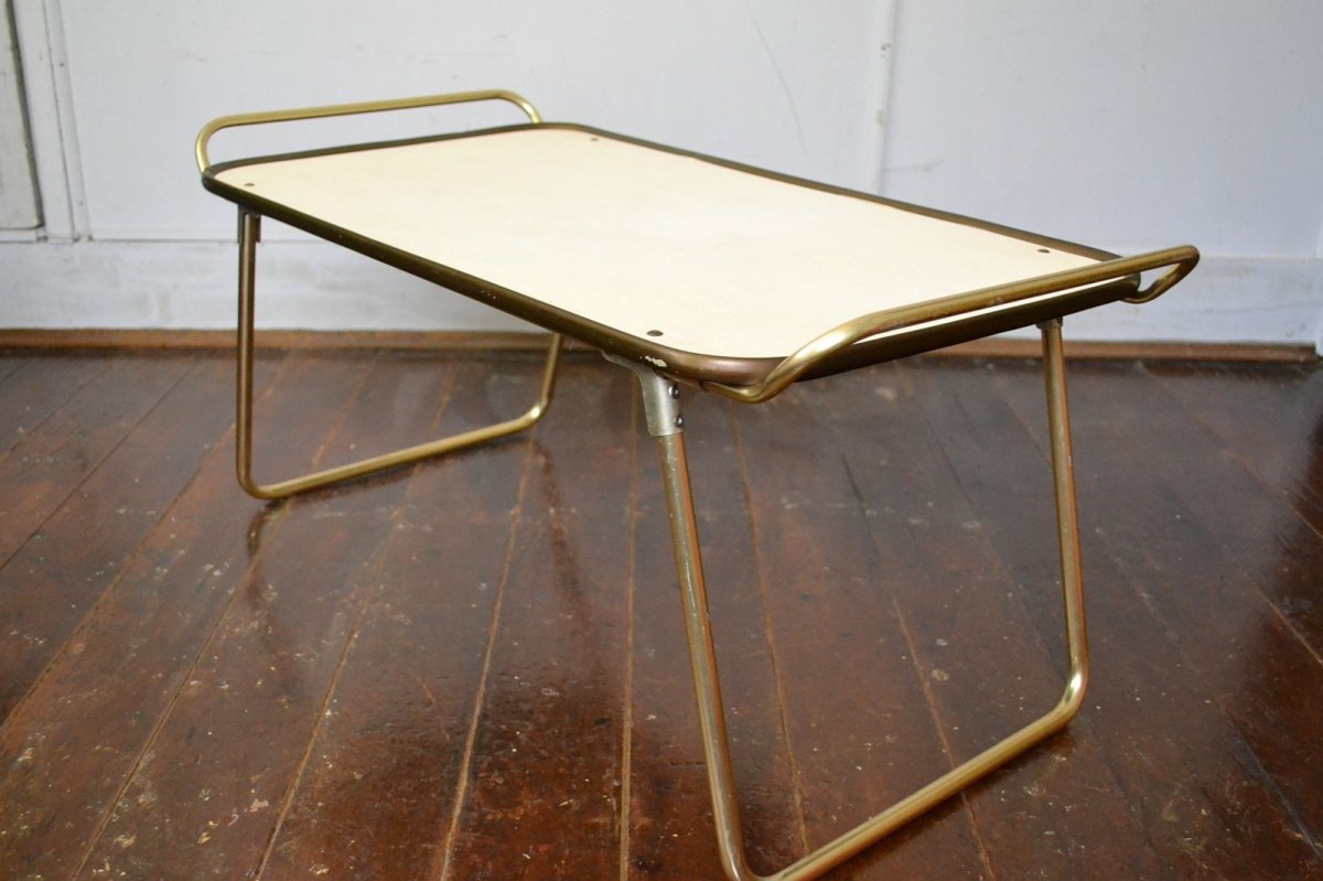 画像3: 70s フォールディング ピクニックテーブル/ゴールドアルミフレーム (3)