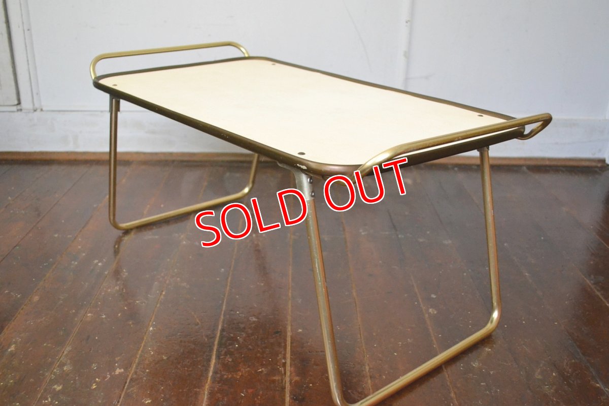 画像3: 70s フォールディング ピクニックテーブル/ゴールドアルミフレーム (3)